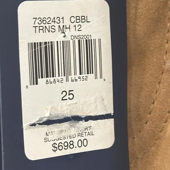 NEW RALPH LAUREN RL Cowboy Boot 100% Leather Pants Distressed Mustard Size 25 - Picture 7 of 8